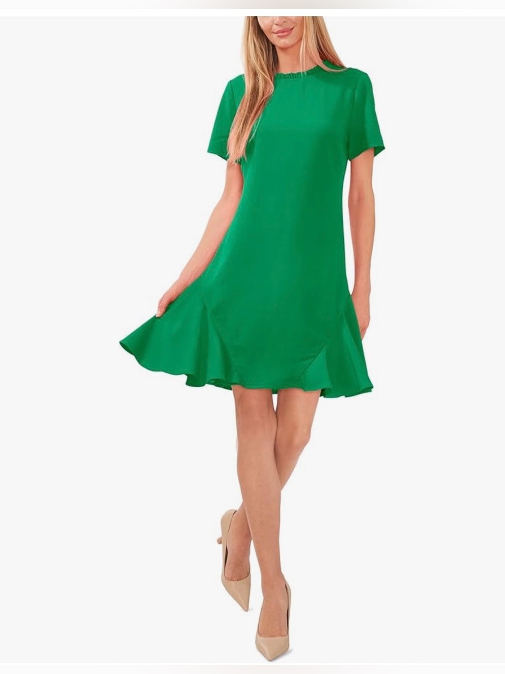 CeCe Women's Short Sleeve A-Line
Ruffled Neck Dress  size 10 NWT